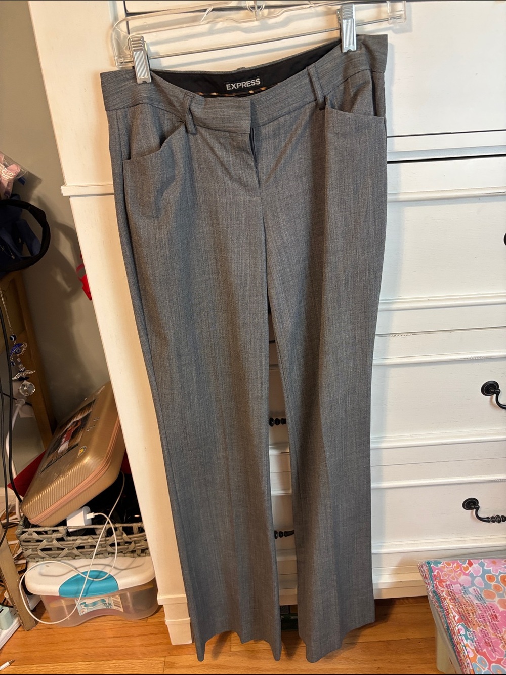 Express Women's Gray Straight-Leg Dress Pants